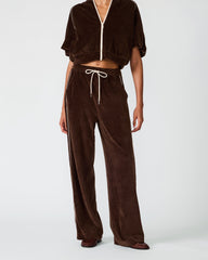 VELOUR TRACK PANT DARK ESPRESSO